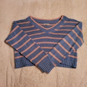 American Eagle Oversized Blue And Pink Striped Sweater, Women's Size Medium